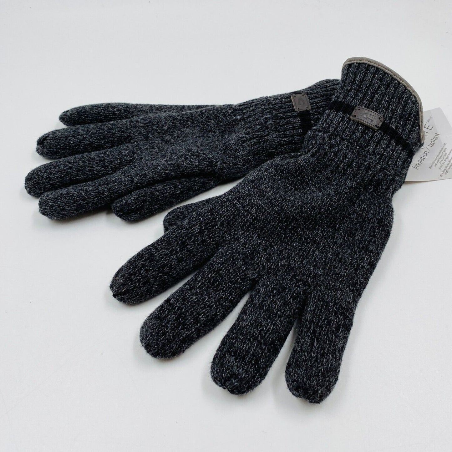 Camel Active Dark Grey Cotton Insulated Warm Knit Gloves Size XL