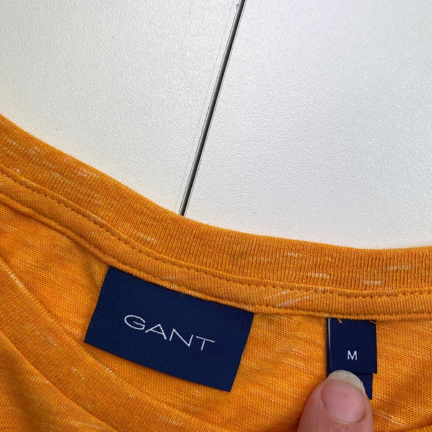 GANT Men Yellowish Orange Marled Crew Neck Short Sleeves T-Shirt Size M