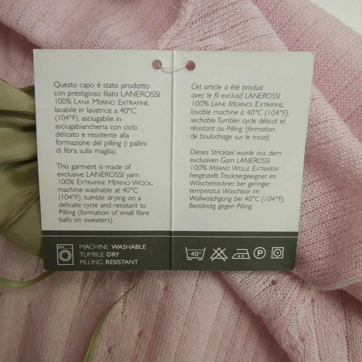 LANEROSSI Pink V Neck 100% Merino Wool Cardigan Size 2 - M