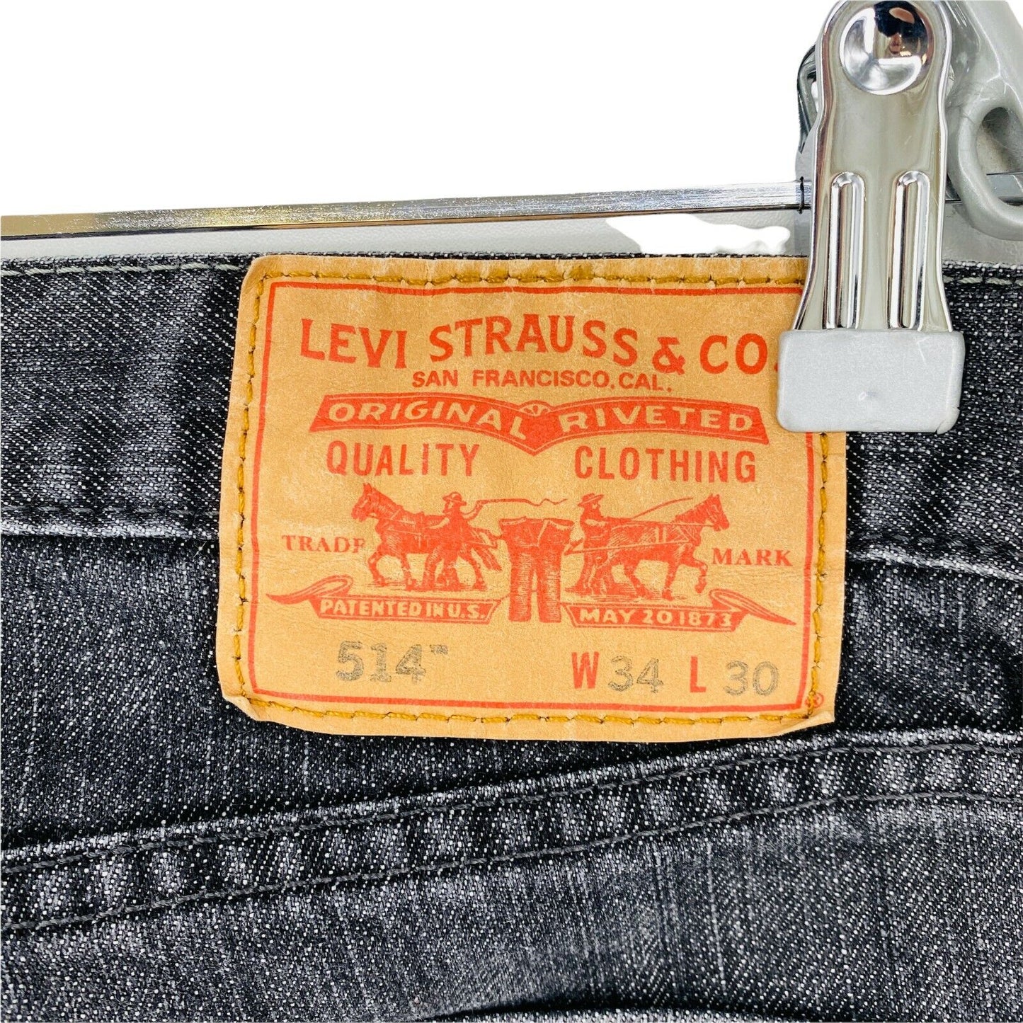 Vintage Levi's 514 Dark Grey Slim Straight Fit Jeans W34 L30