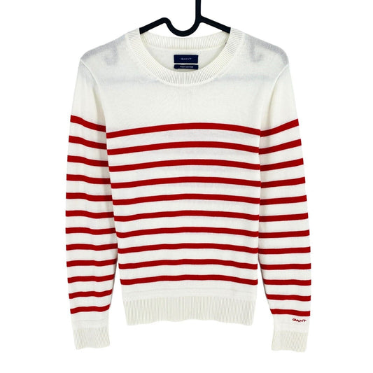 GANT Women White Striped Crew Neck Jumper Sweater Size XS