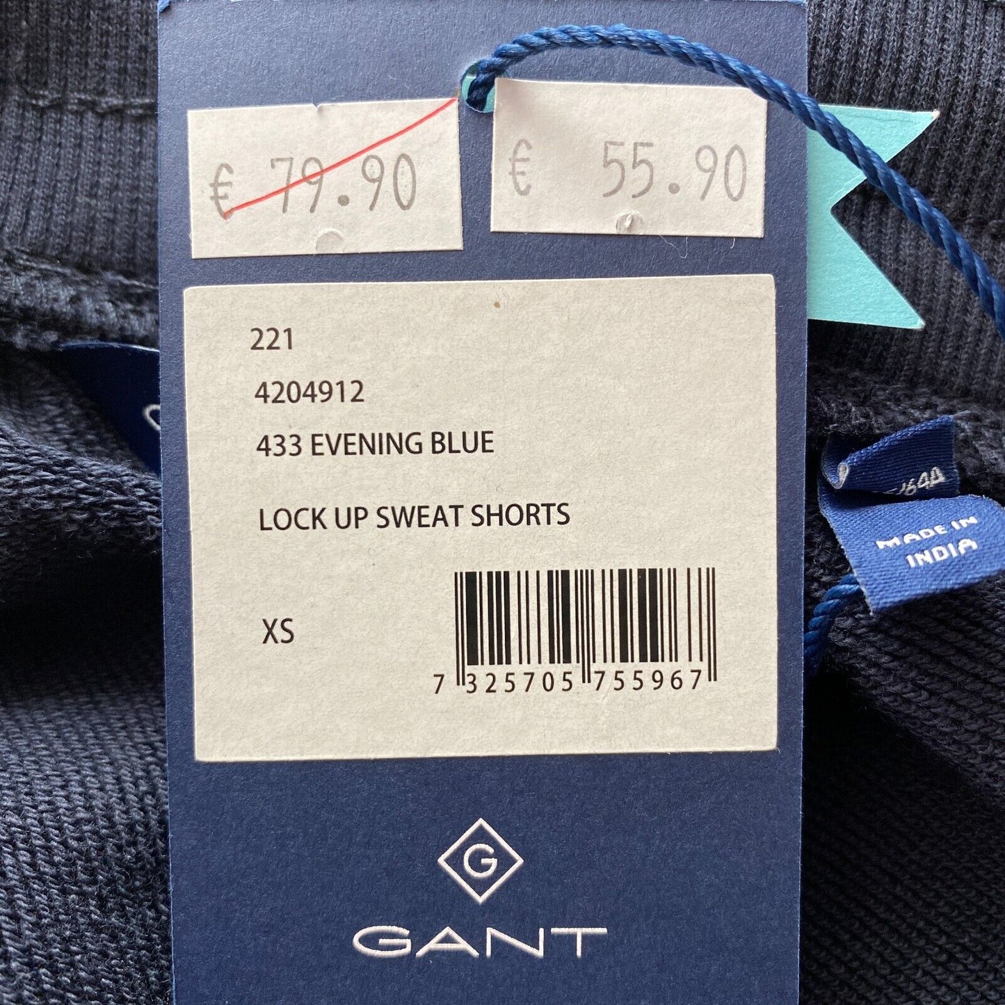 GANT Femmes Bleu Foncé Regular Fit Sweat Shorts Taille XS