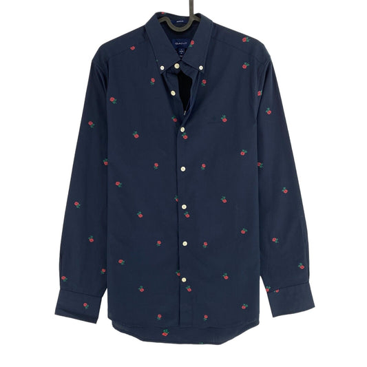 GANT Navy Blue Rose Fil Couple Regular Fit Shirt Size S 37/38 15