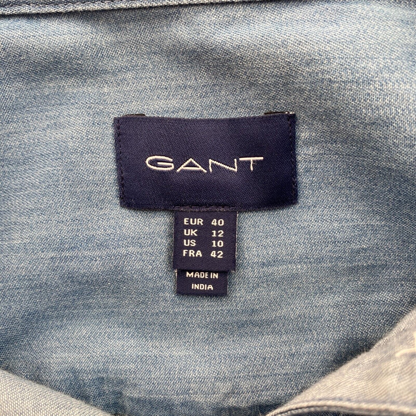 GANT Women Blue Indigo Flounce LS Shirt Size EU 40 UK 12 US 10