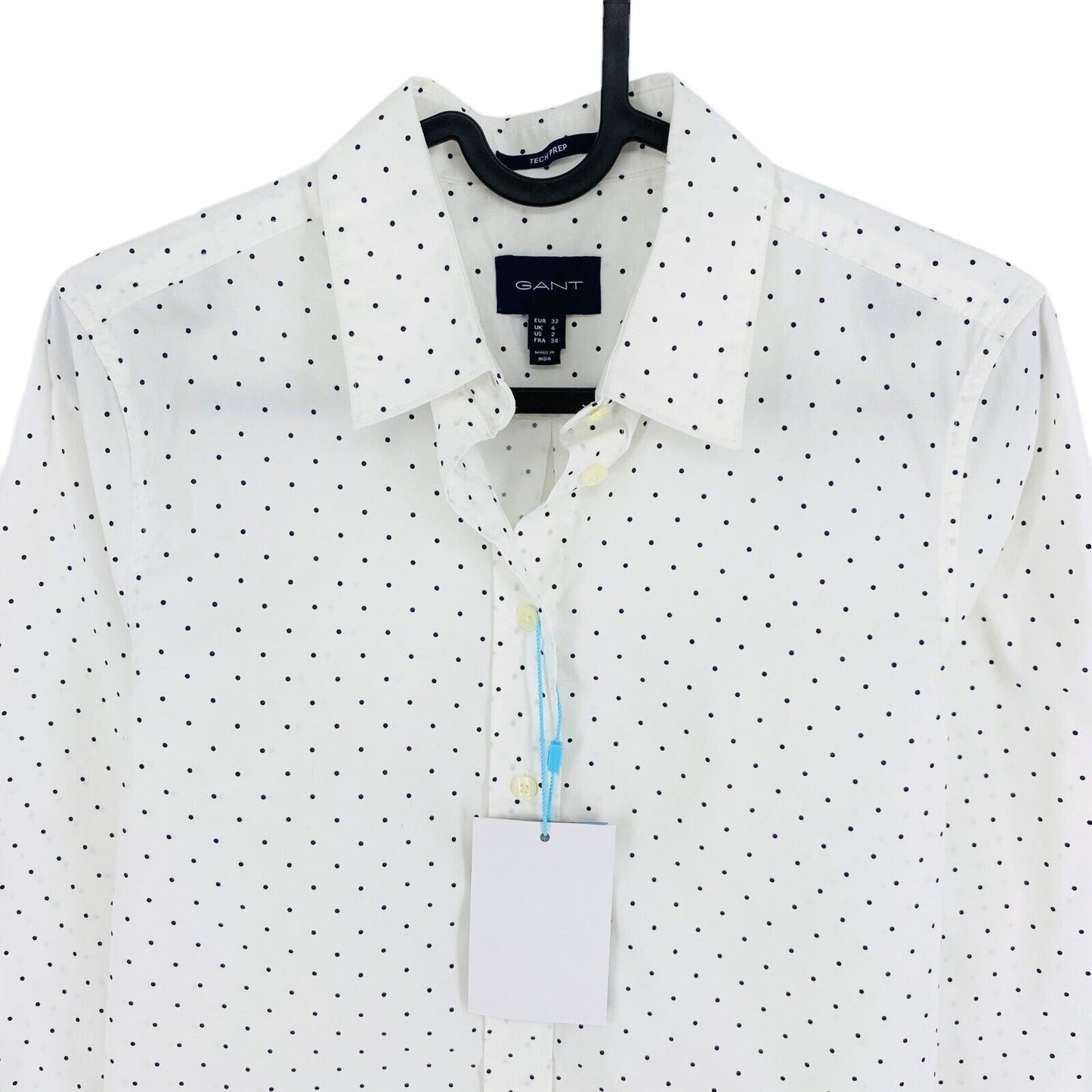 GANT White Tech Prep Regular Polka Dot Shirt Size EU 32 UK 4 US 2