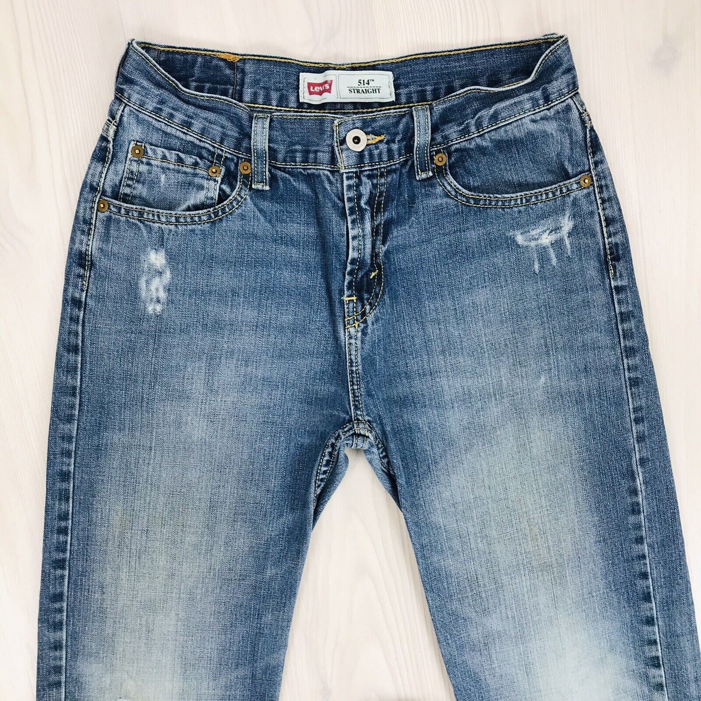 Vintage Levi's 514 Jungen Blau Straight Fit Jeans 18 Reg / W29 L29