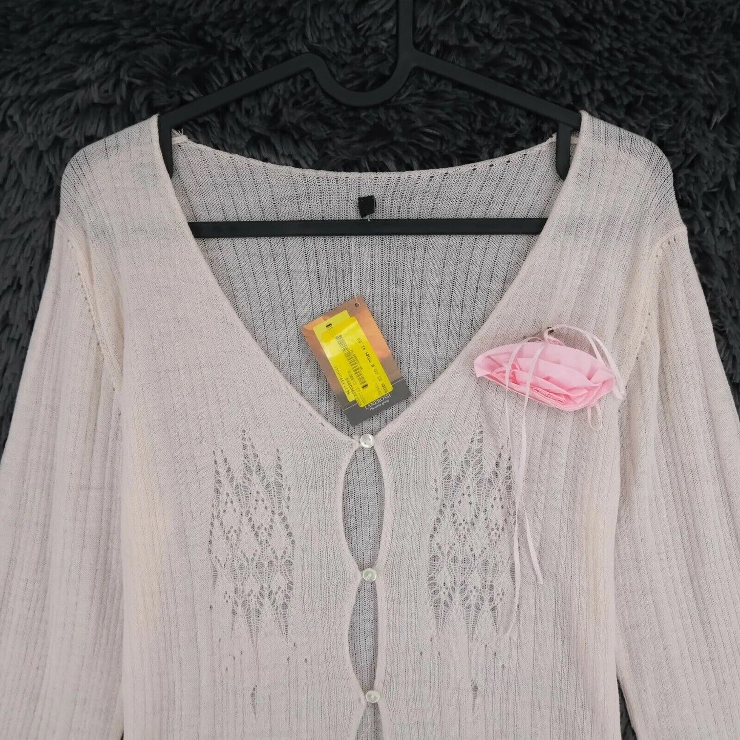 LANEROSSI Light Pink 100% Merino Wool Cardigan Size 3 - L