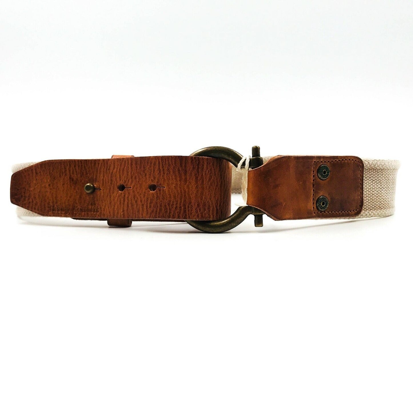 Henry Cottons Beige Canvas & Leather Belt Size IT 44 46 RRP €105