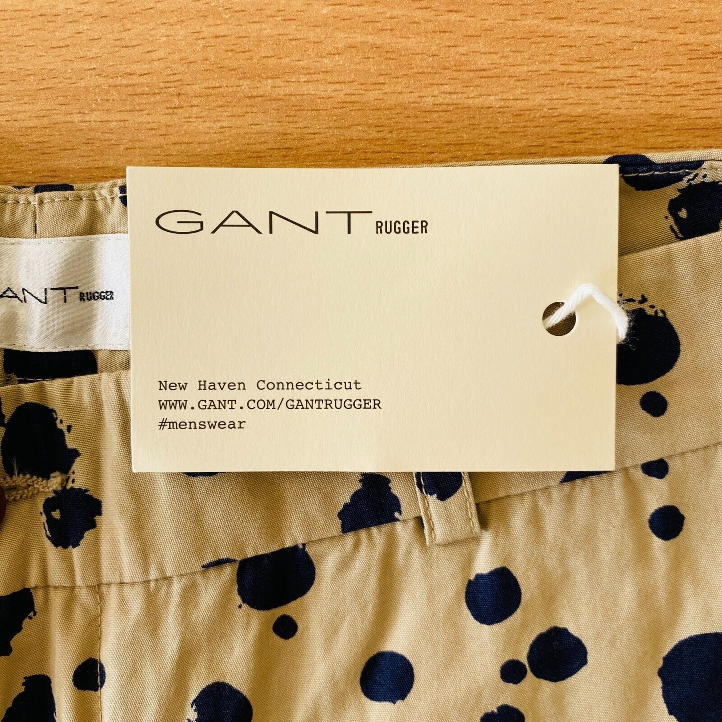 GANT Rugger Mens Brown Dotted Regular Fit Knee Length Chino Shorts EUR 50 W34