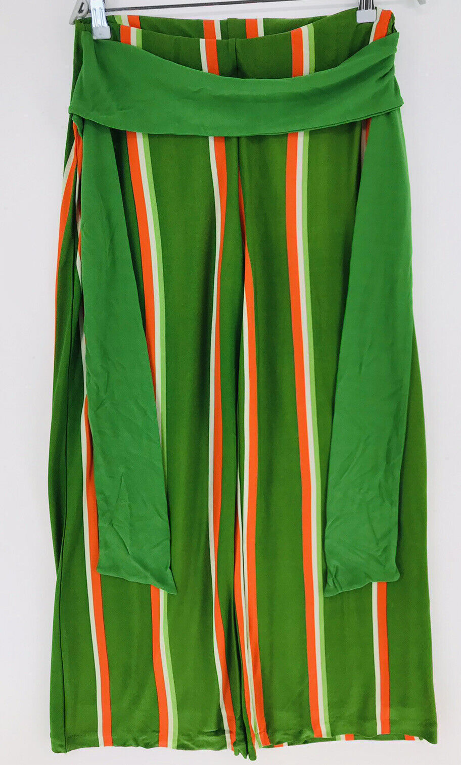 €269 GANT Women Green Stretch Loose Flared Fit Viscose Trousers Size M