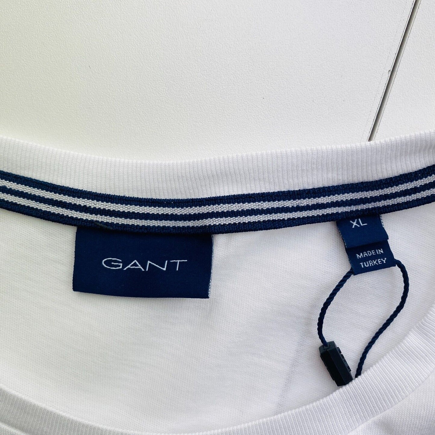 GANT Men White Logo Crew Neck Short Sleeve T-Shirt Size XL