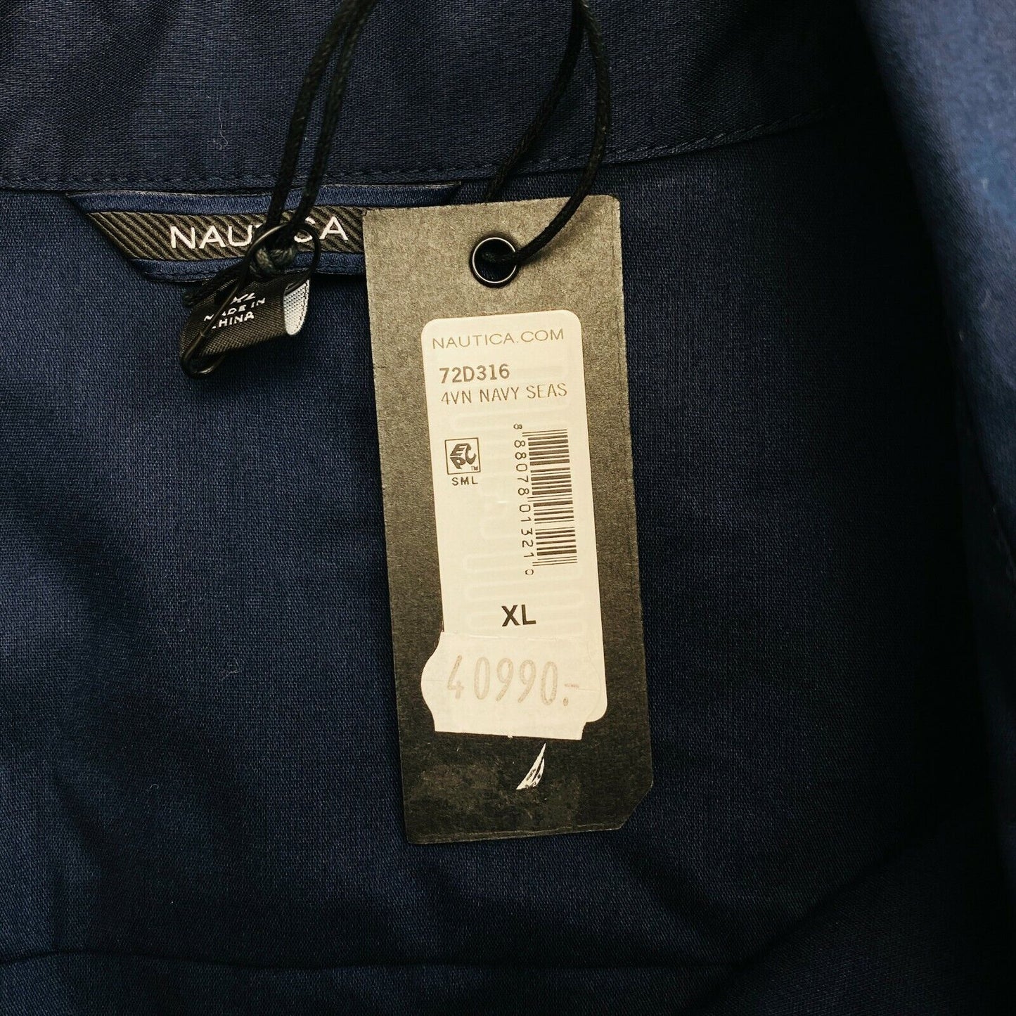 NAUTICA Bleu Marine Col V Manches Longues Robe Ceinturée Taille XL