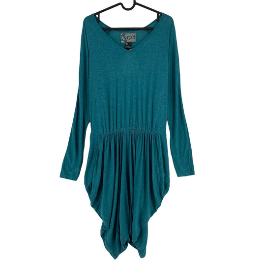 RPR €146 COLCCI Teal Blue V-Neck Tunic Dress Size S