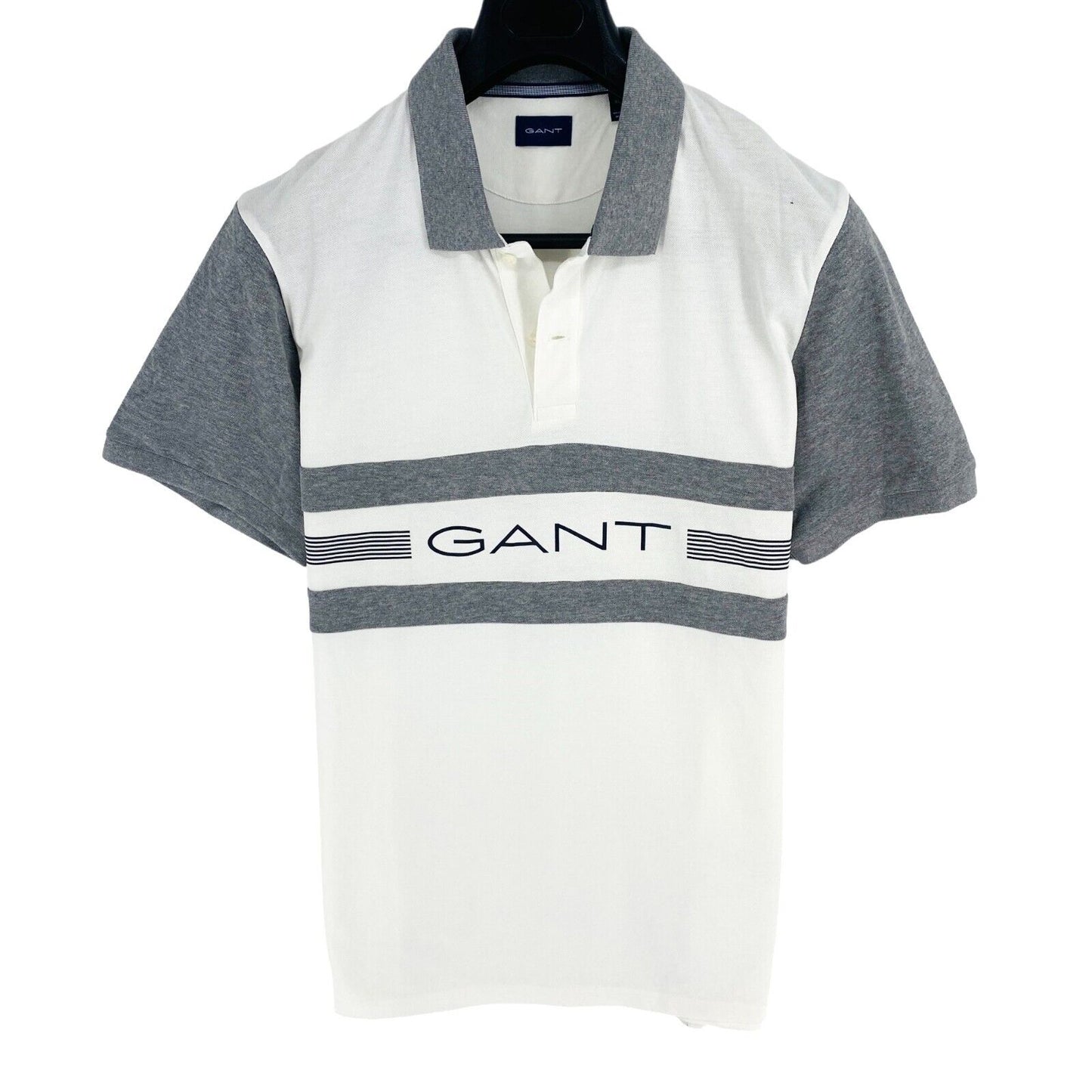 GANT Men White Logo Pique Short Sleeve Polo Shirt Size XL