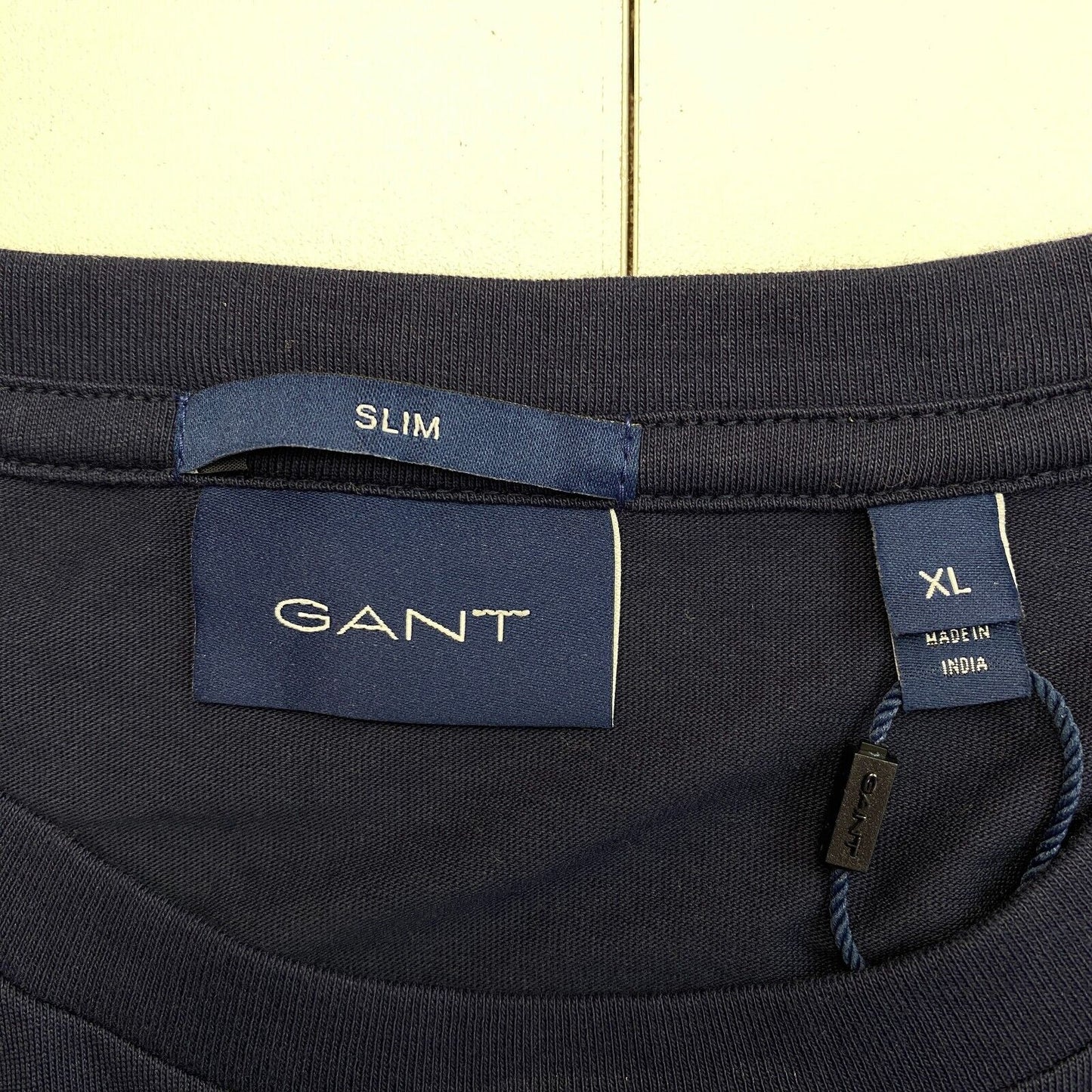 GANT Men Navy Blue Original Slim Fit Crew Neck Short Sleeve T Shirt Size XL