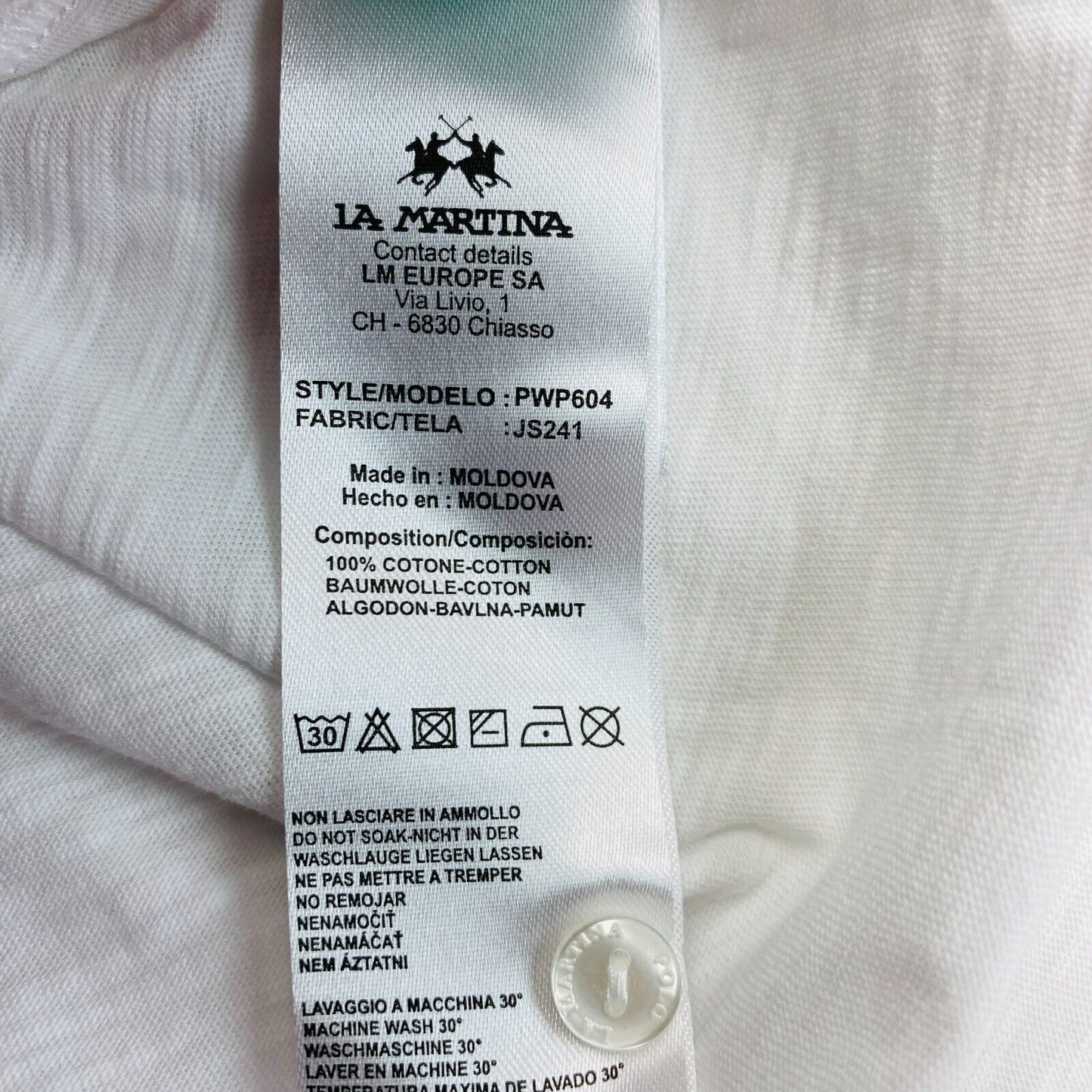 LA MARTINA Weißes Kurzarm-Poloshirt aus Slub-Jersey, Größe 1/XS