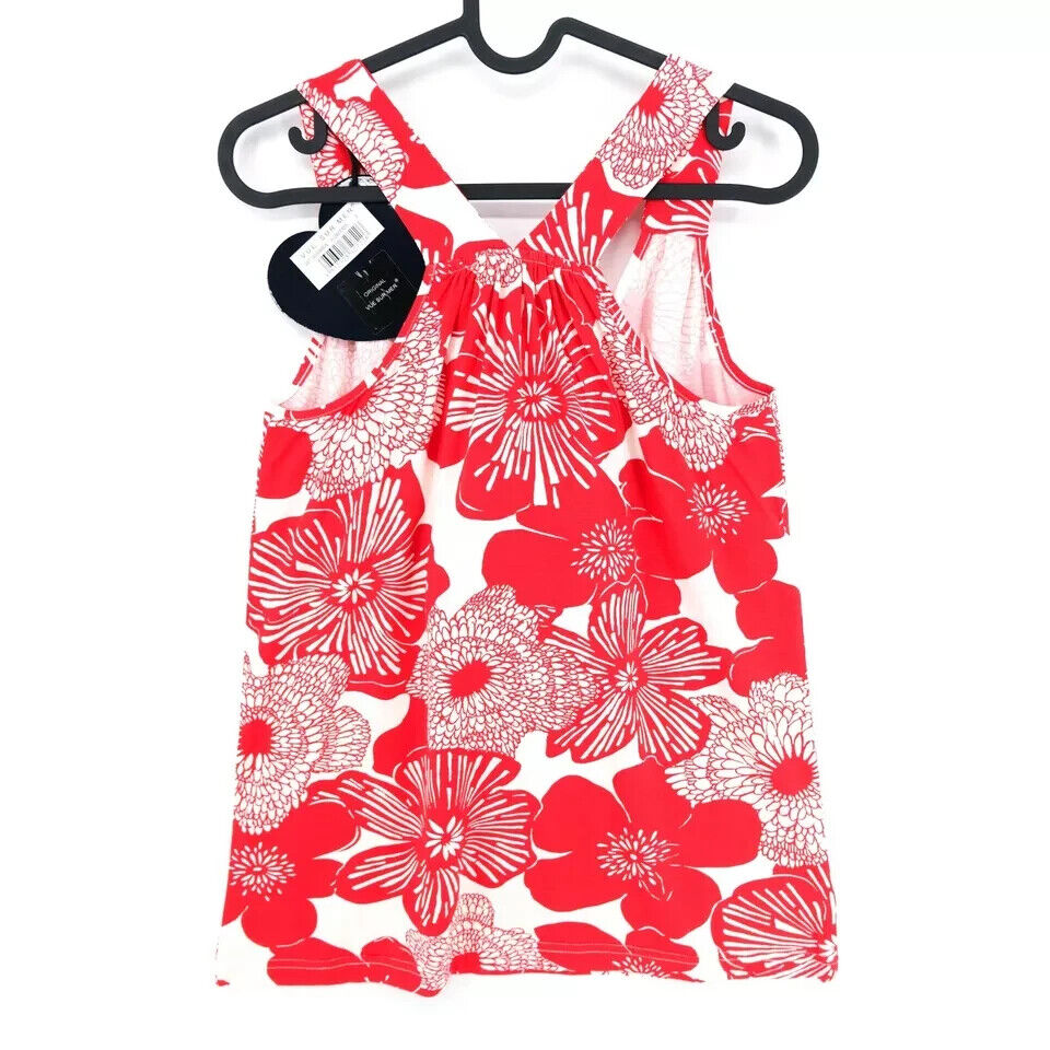 VUE SUR MER Women Red Flower Print Sleeveless Top Blouse Size 1 / S