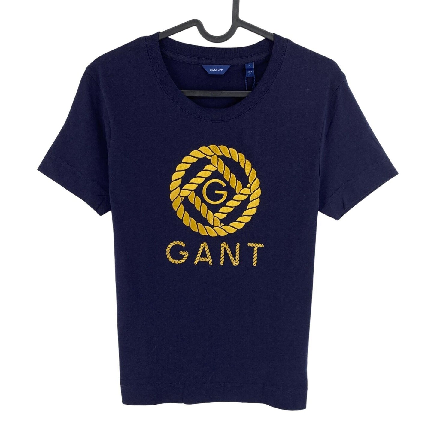 GANT T-Shirt mit Rundhalsausschnitt und Seilsymbol, Marineblau, Größe S