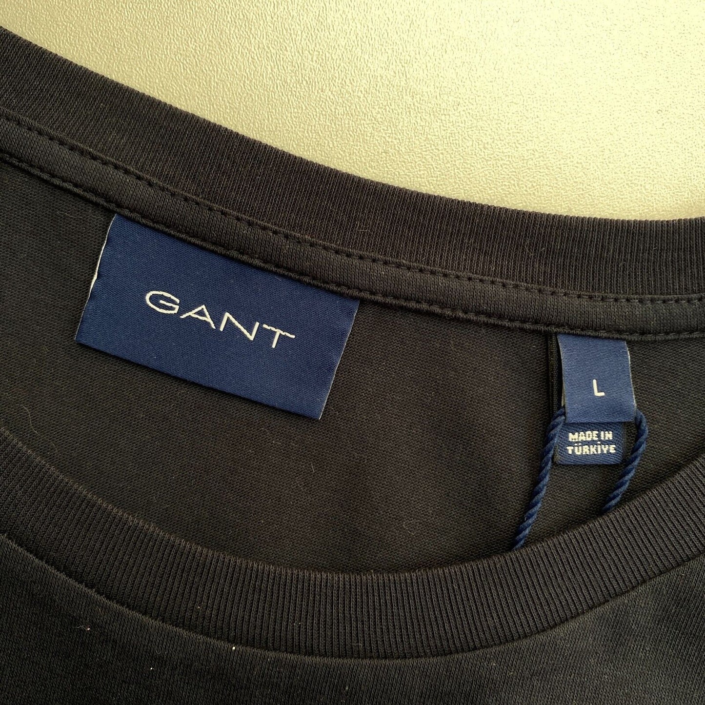 GANT Navy Blue Slim Mercerized Crew Neck T Shirt Size L