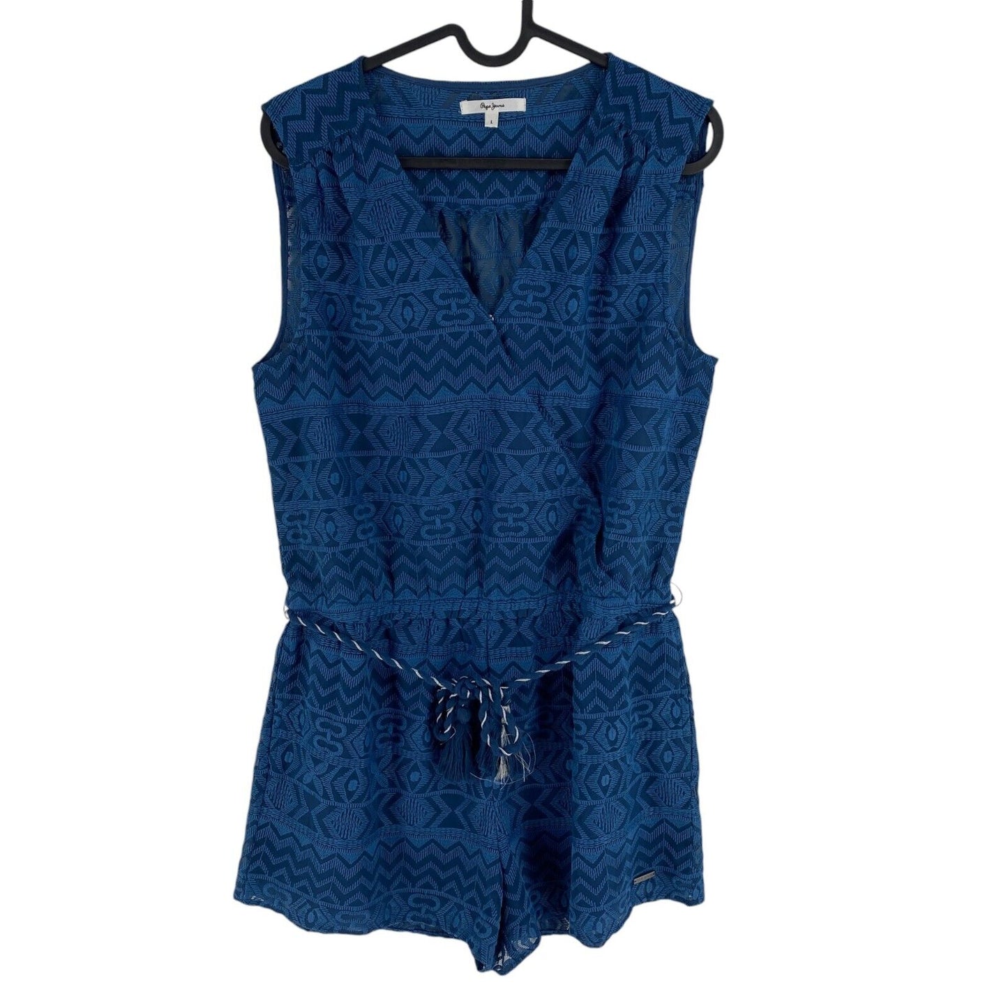 PEPE JEANS Women Blue V Neck Sleeveless Jumpsuit Playsuit L