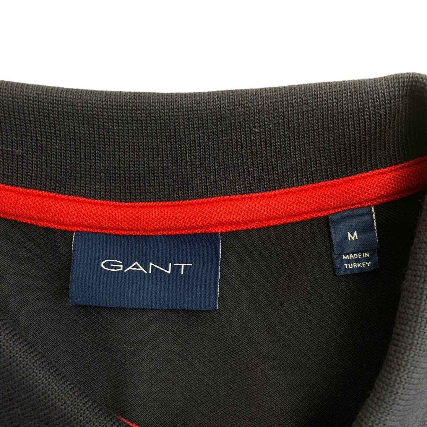 GANT, Marineblaues Piqué-Rugger-Poloshirt mit Kontrastkragen, Größe M