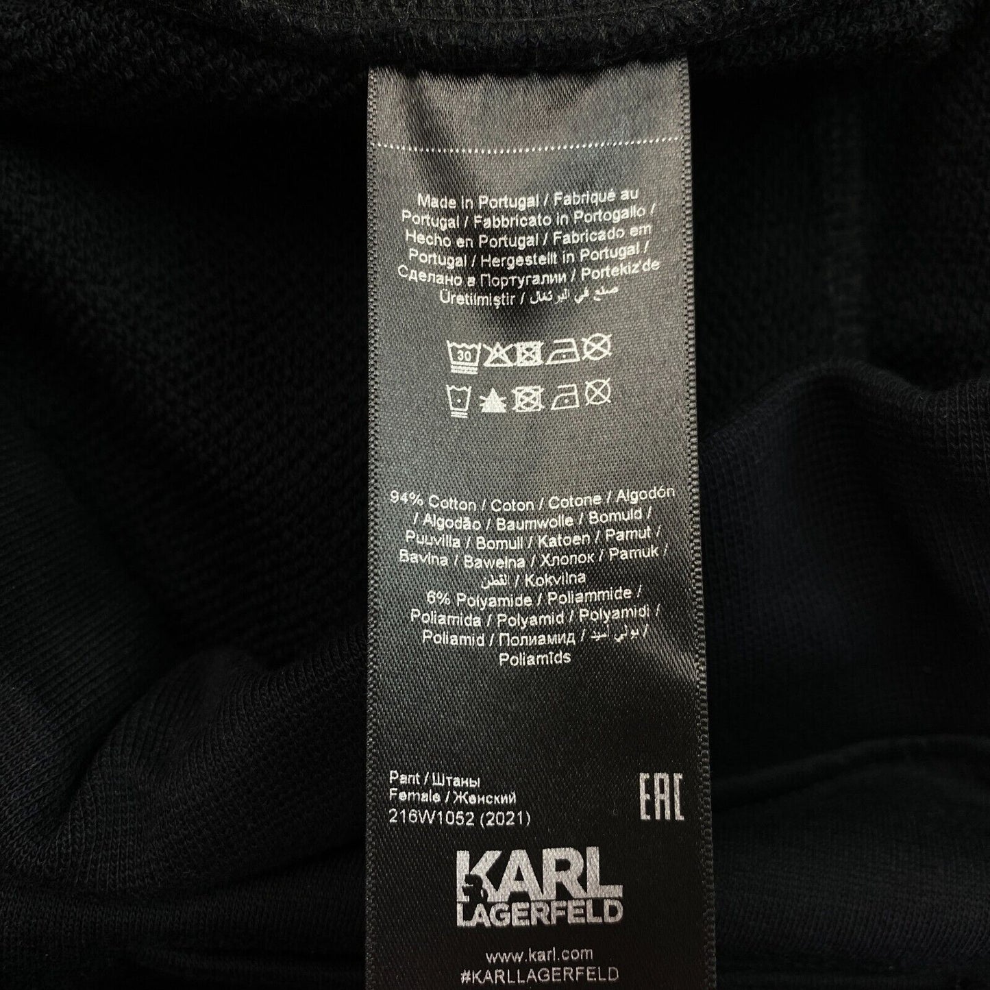 KARL LAGERFELD Women Black W Logo Sweat Pants Trousers Size XS