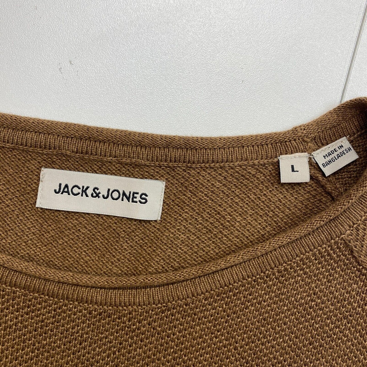 JACK&JONES Mens Brown Knit Crew Neck Sweater Jumper Size L