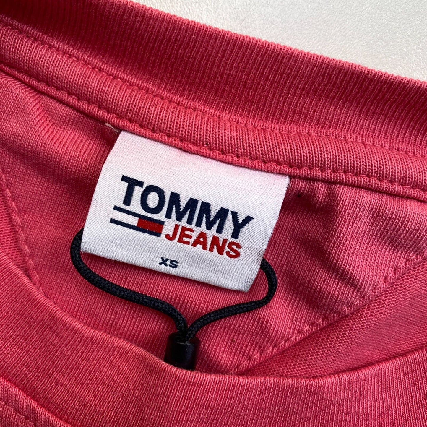 TOMMY HILFIGER Jeans Pink Elastic Vintage Logo Long Sleeves T Shirt Size XS