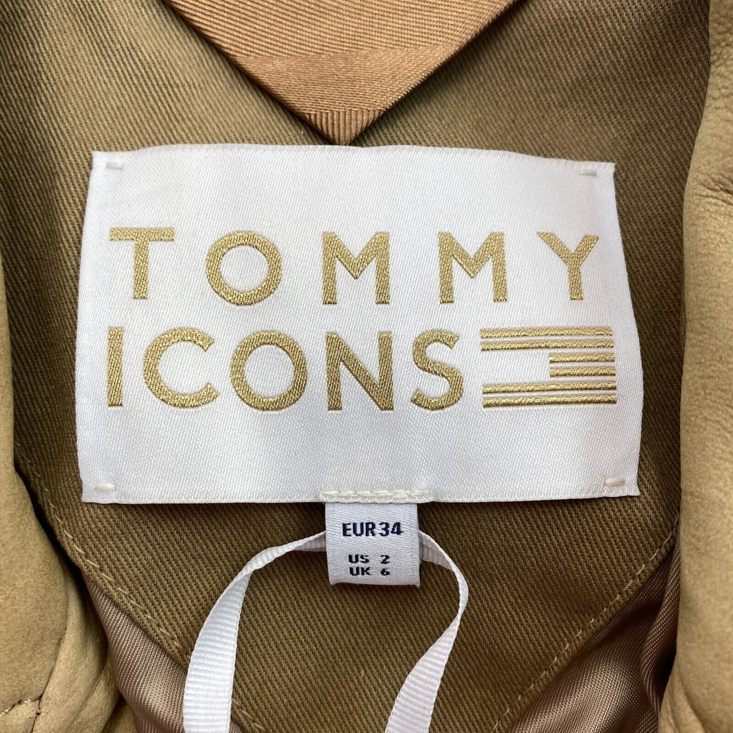 TOMMY ICONS Women Brown Oversize Suede Leather Biker Jacket Size EU 34 UK 6 US 2