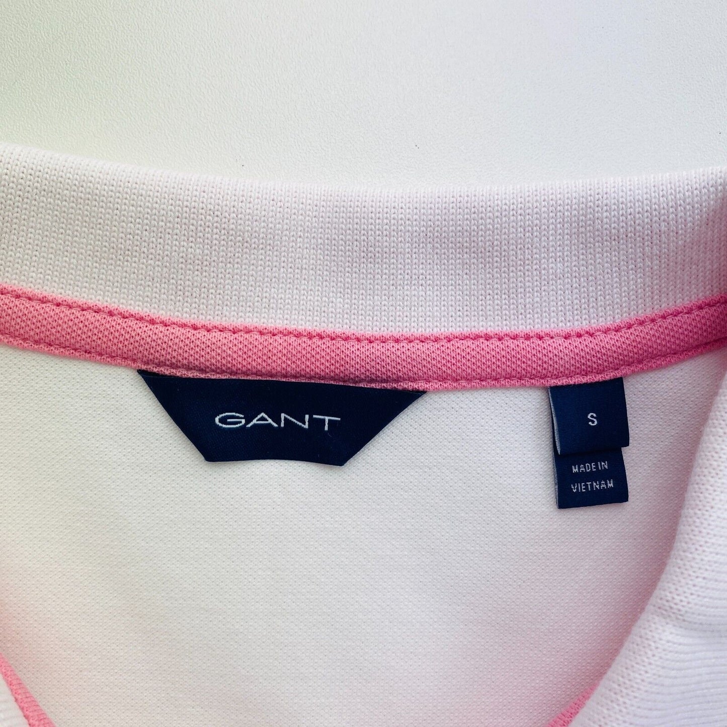 GANT Women White Contrast Collar SS Pique Polo Shirt Size S