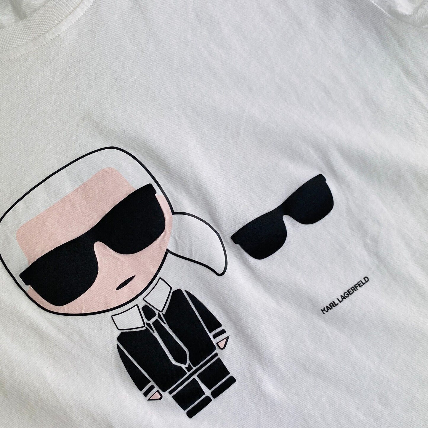 Karl Lagerfeld White Ikonik Karl & Choupette Crew Neck T Shirt Size XS