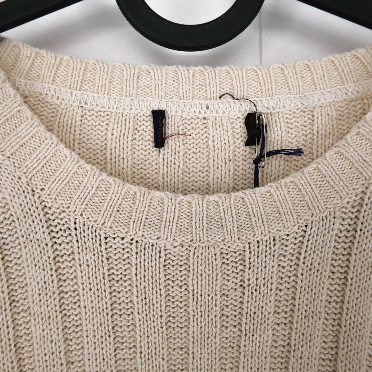 GANT Beige Plated Cotton Crew Neck Sweater Jumper Size M