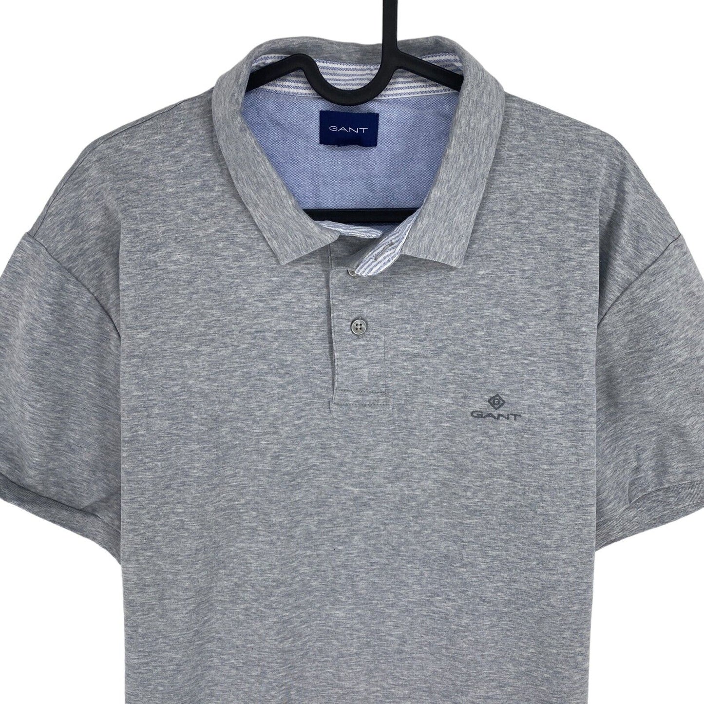 GANT Men Grey Mercerized Jersey Short Sleeve Polo Shirt Size XL Short