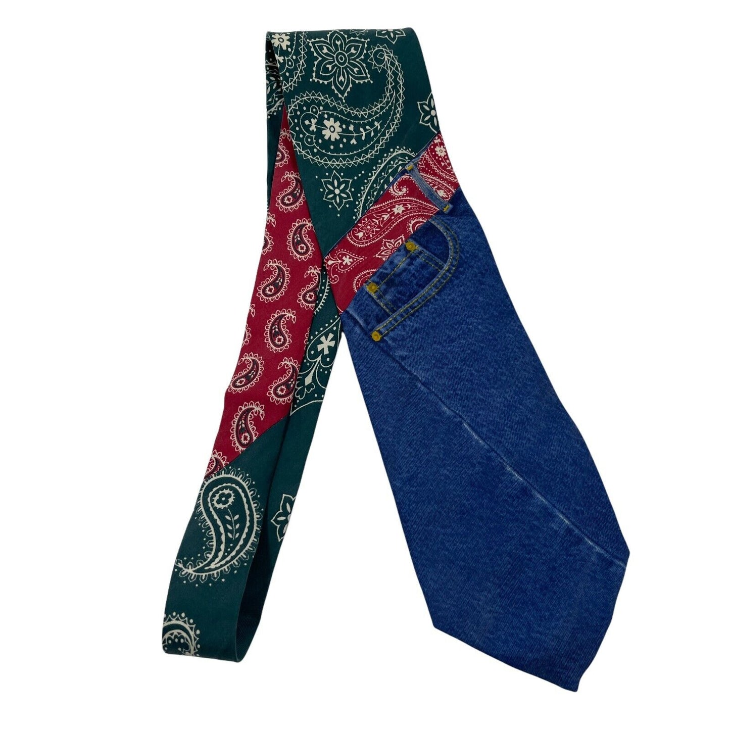 Vintage GANT Blue Green Jeans Painting 100% Silk Hand Made Tie