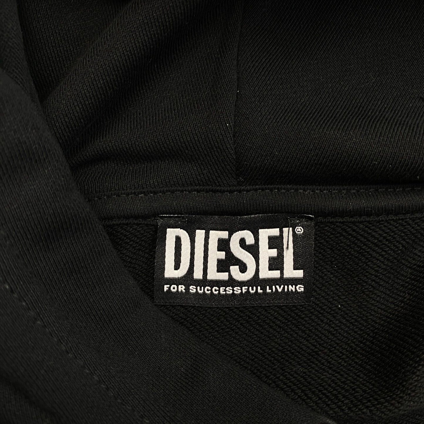 DIESEL Black Logo Hoodie Sweater Jumper Size L