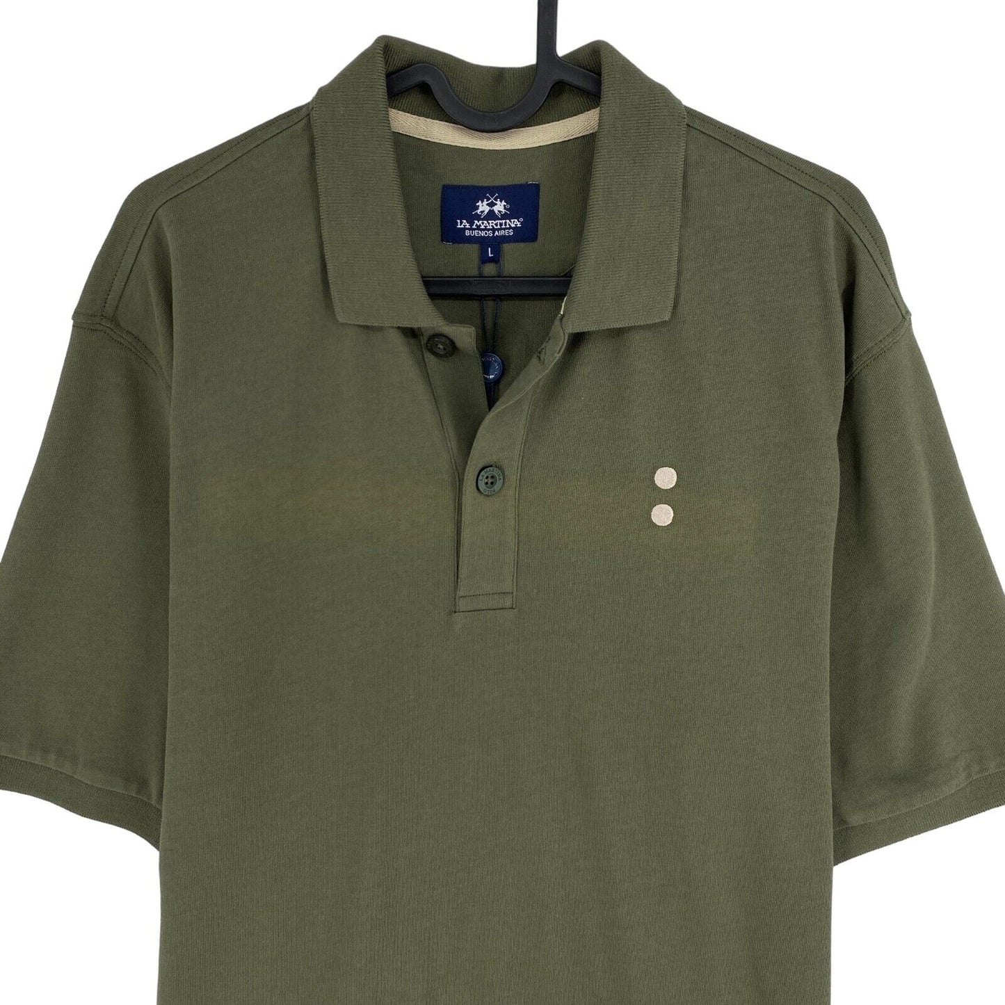 LA MARTINA Green Cotton Piquet Short Sleeves Polo Shirt Size L