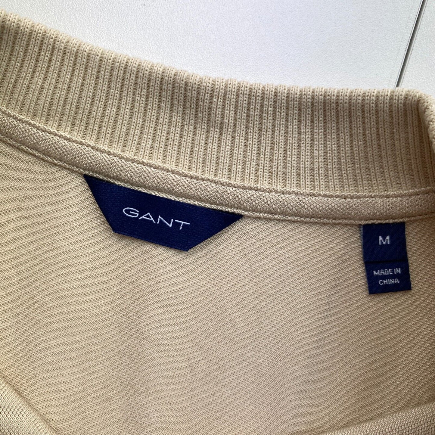 GANT Light Brown Detail Collar Pique Polo Shirt Size M