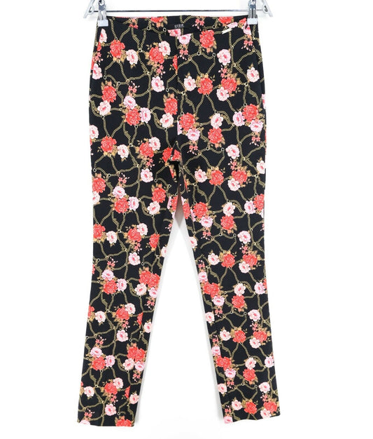 GUESS Black Floral Print Pants Trousers Size 38