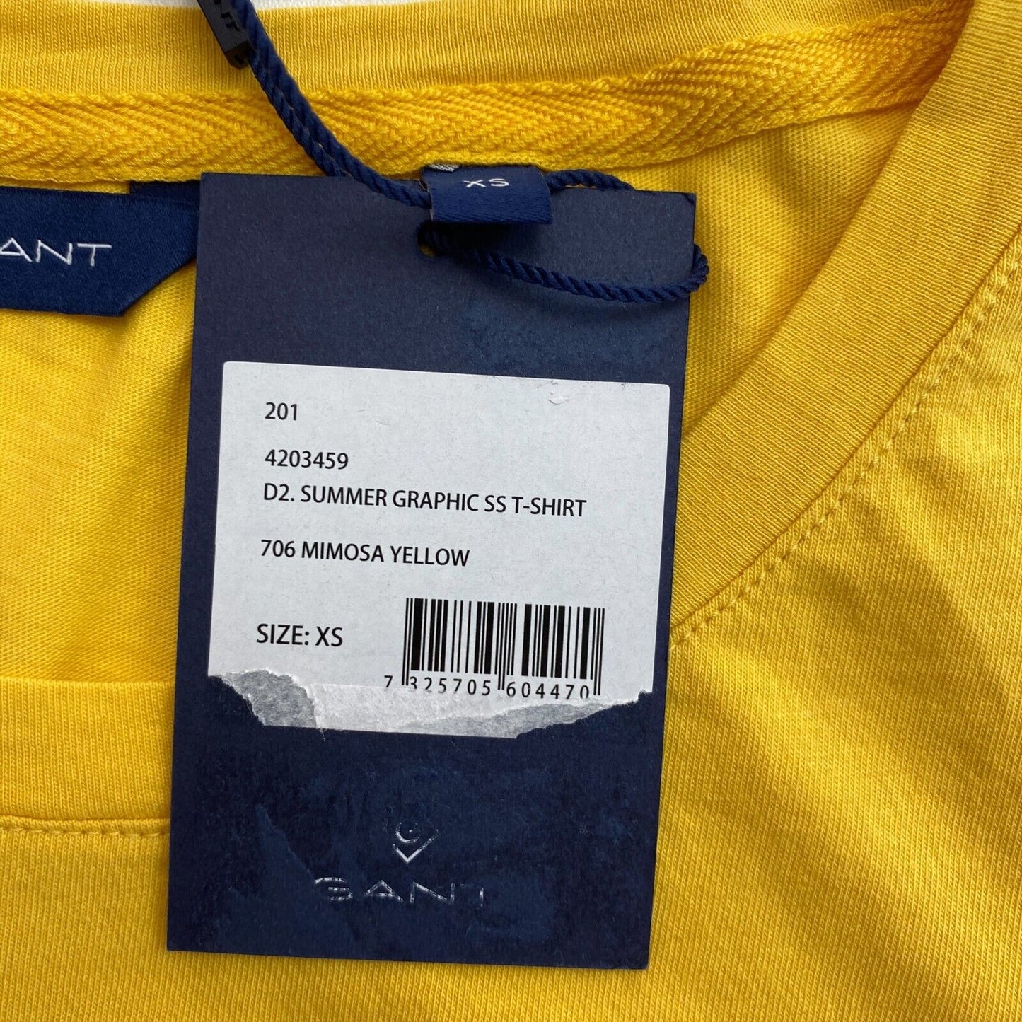 GANT Yellow Summer Graphic Crew Neck T Shirt Size XS