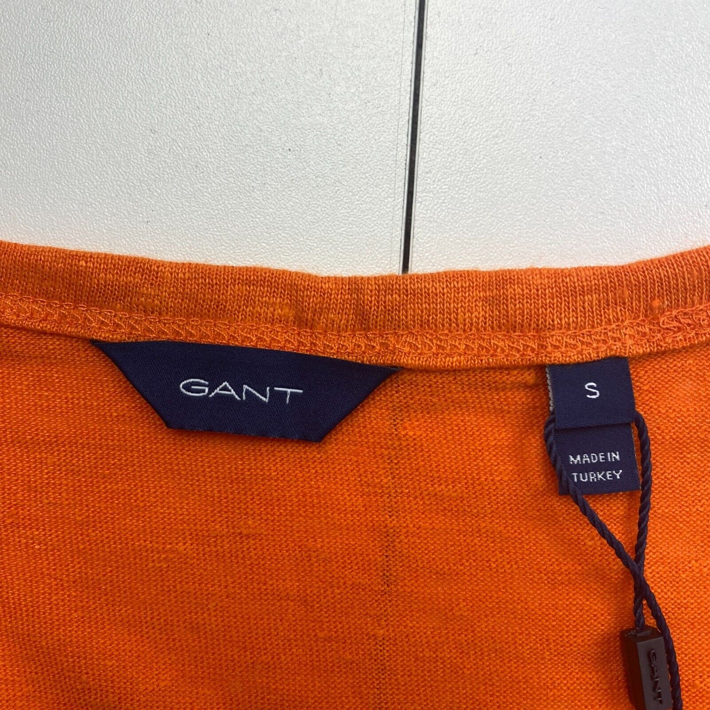 GANT Women Orange Linen Crew Neck Short Sleeve T Shirt Size S