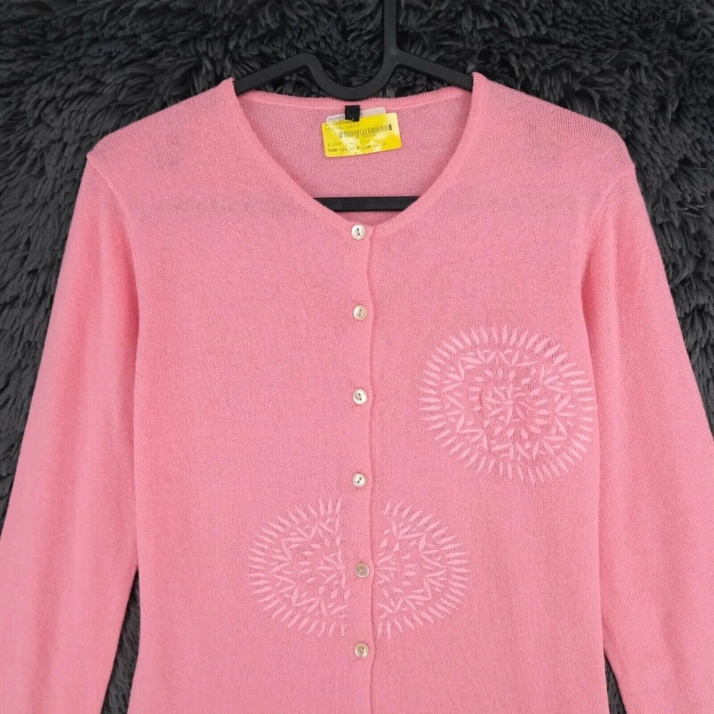 LANEROSSI Pink Crew Neck Wool Cashmere Cardigan Size 4 - XL