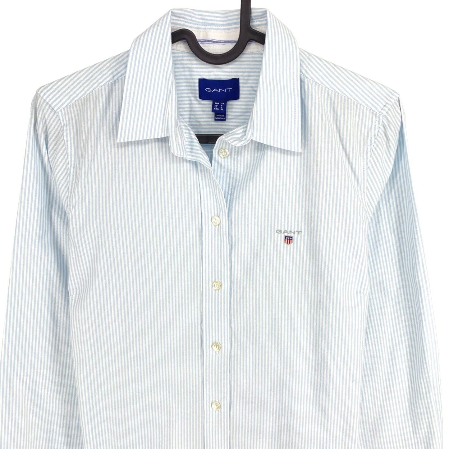 GANT Blue Stretch Oxford Banker Stripe Shirt Size EU 40 UK 12 US 10