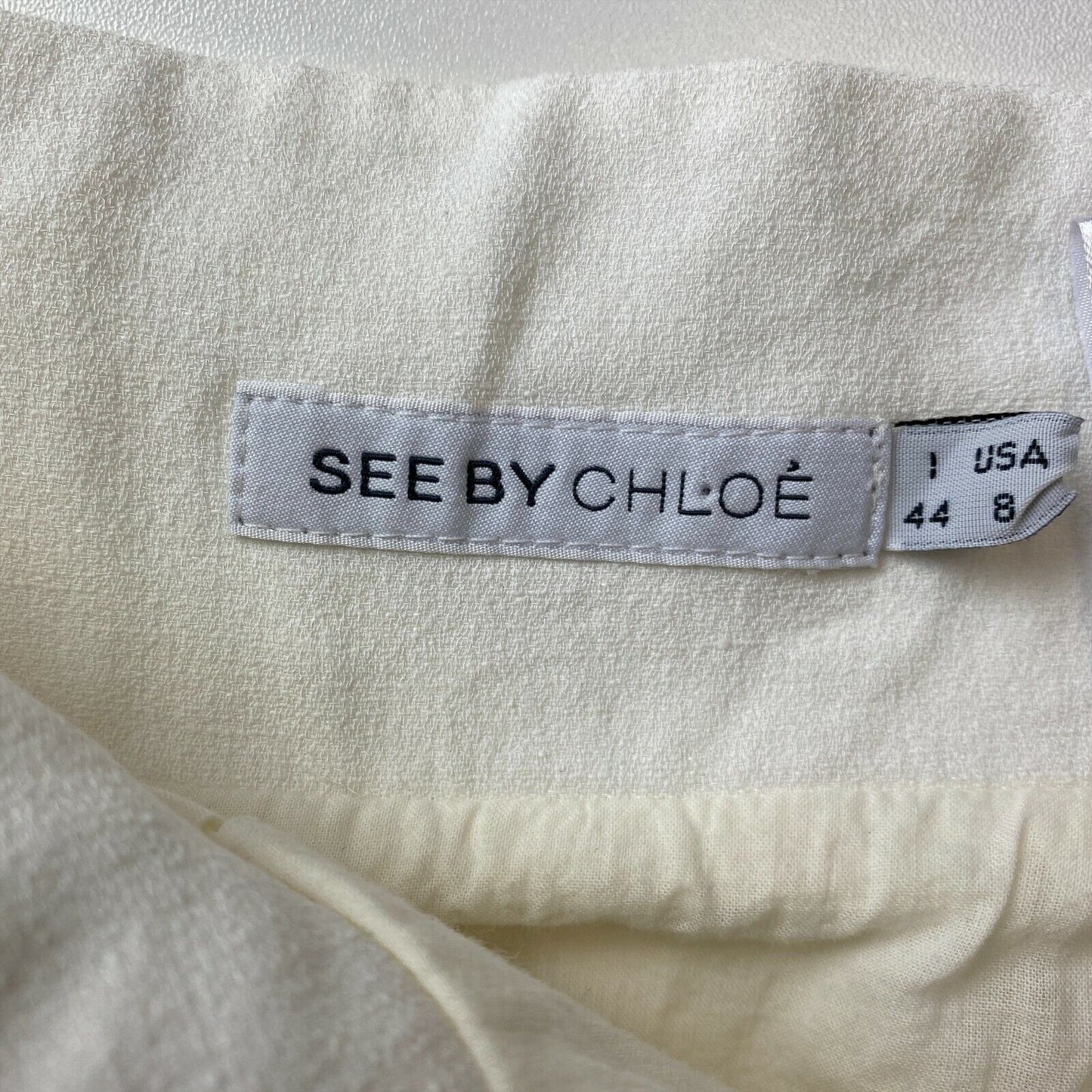 SEE BY CHLOE White Regular Fit Linen Blend Skirt Size EU 40 UK 12 US 8 W30