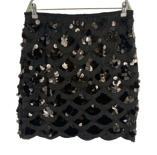 VERO MODA Women Black Sequin MISANNI High Waist Jersey Short Skirt Size XL