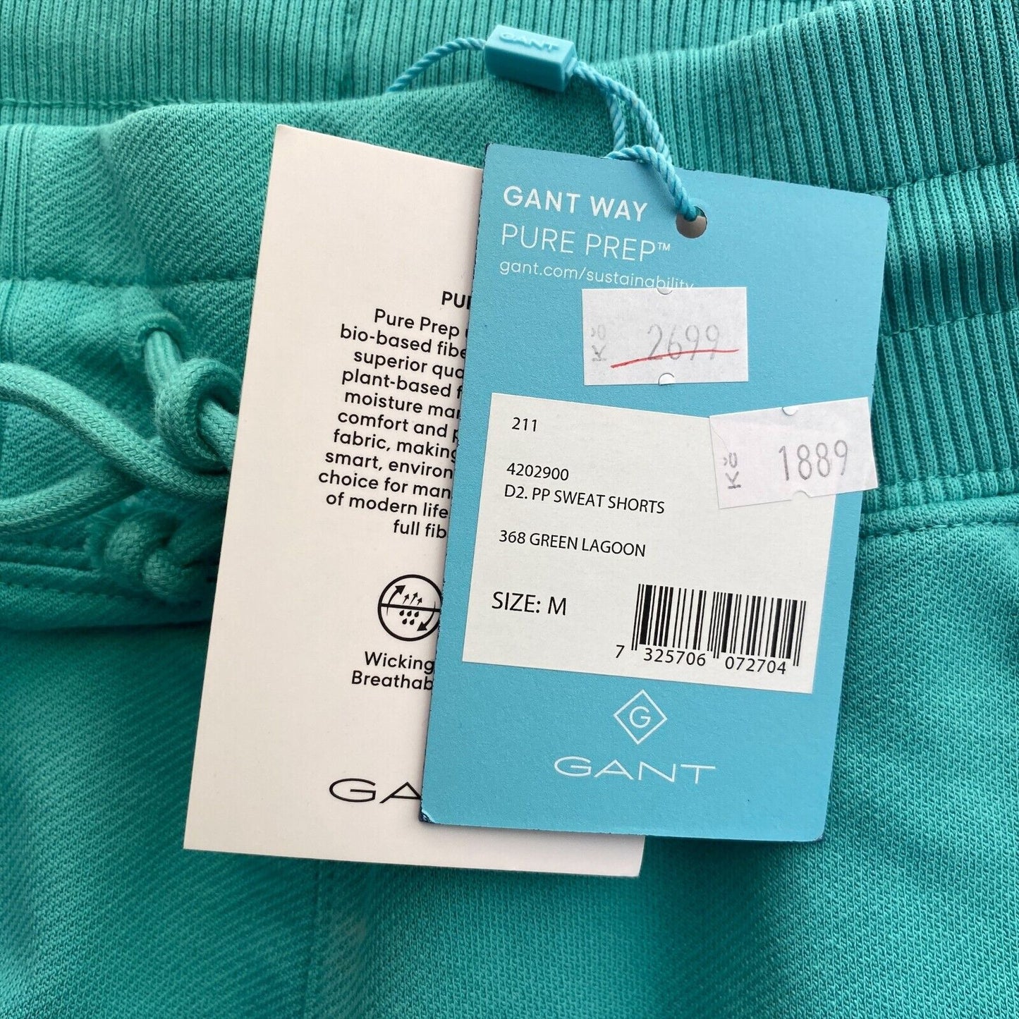 GANT Green Pure Prep Sweat Shorts Size M