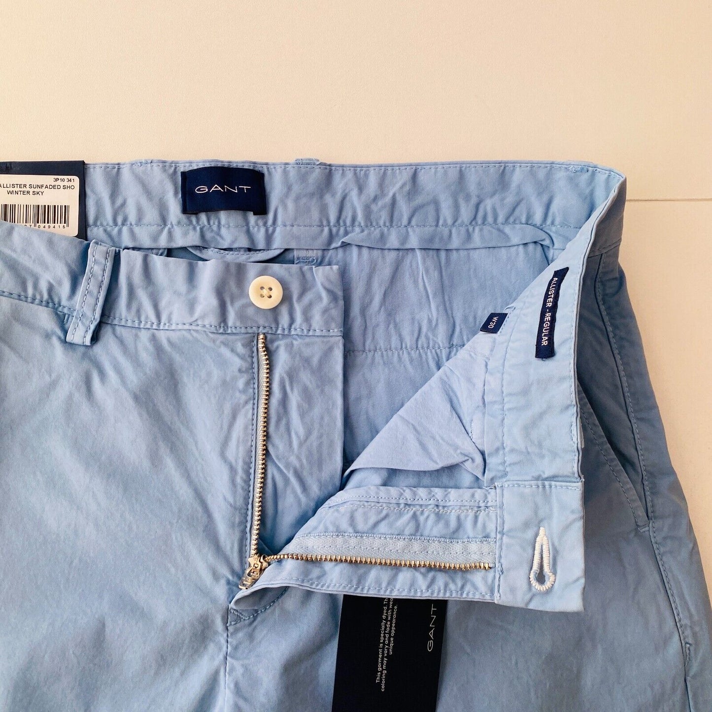 GANT ALLISTER Mens Light Blue Regular Fit Chino Shorts Size W30