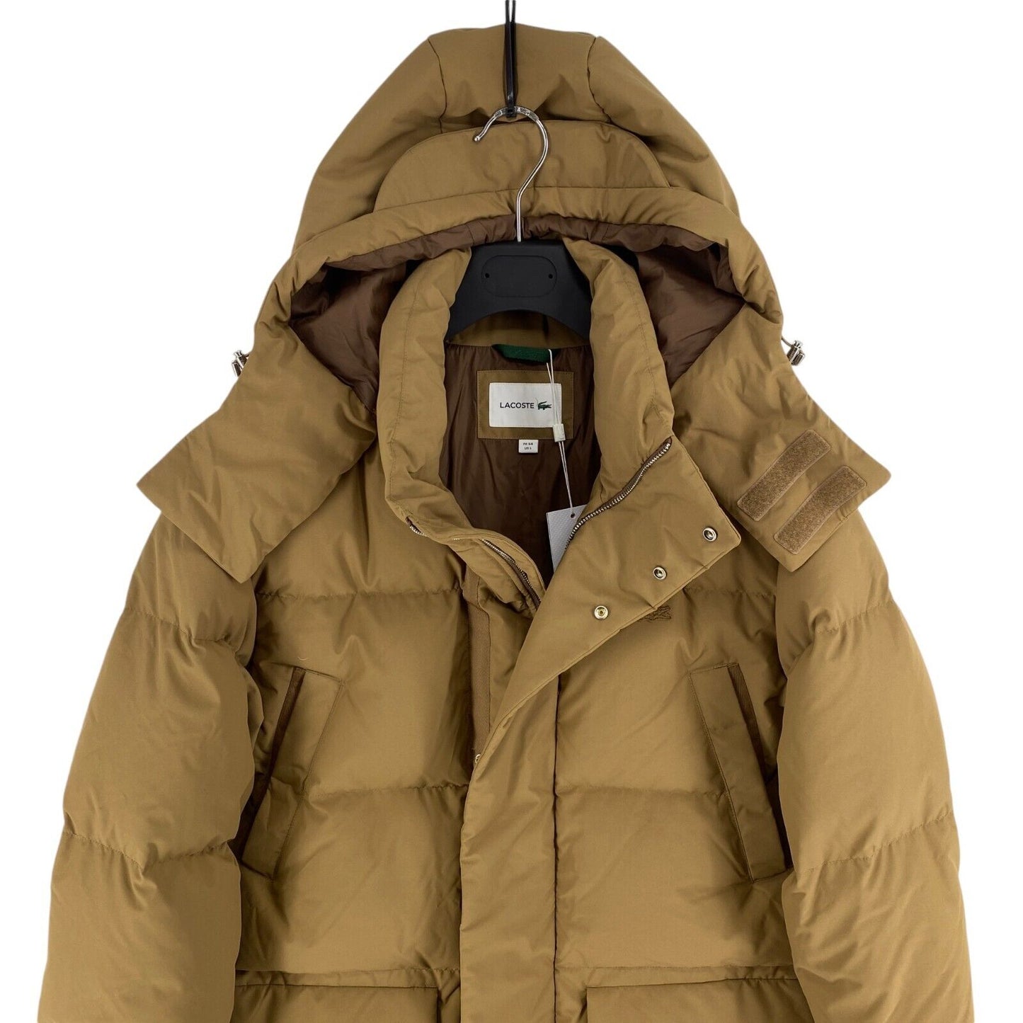 LACOSTE Men Brown Hooded Down Puffer Jacket Coat Size EU 54 UK/US 44