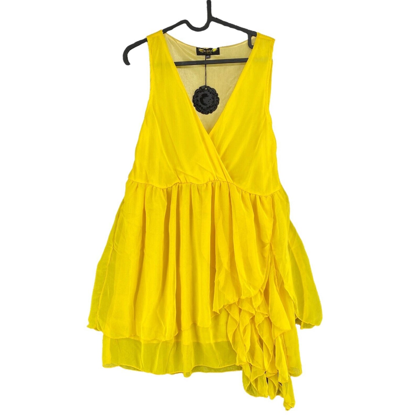 Angel Eye Yellow Sleeveless Deep V-Neck Fit & Flare Dress Size M / L