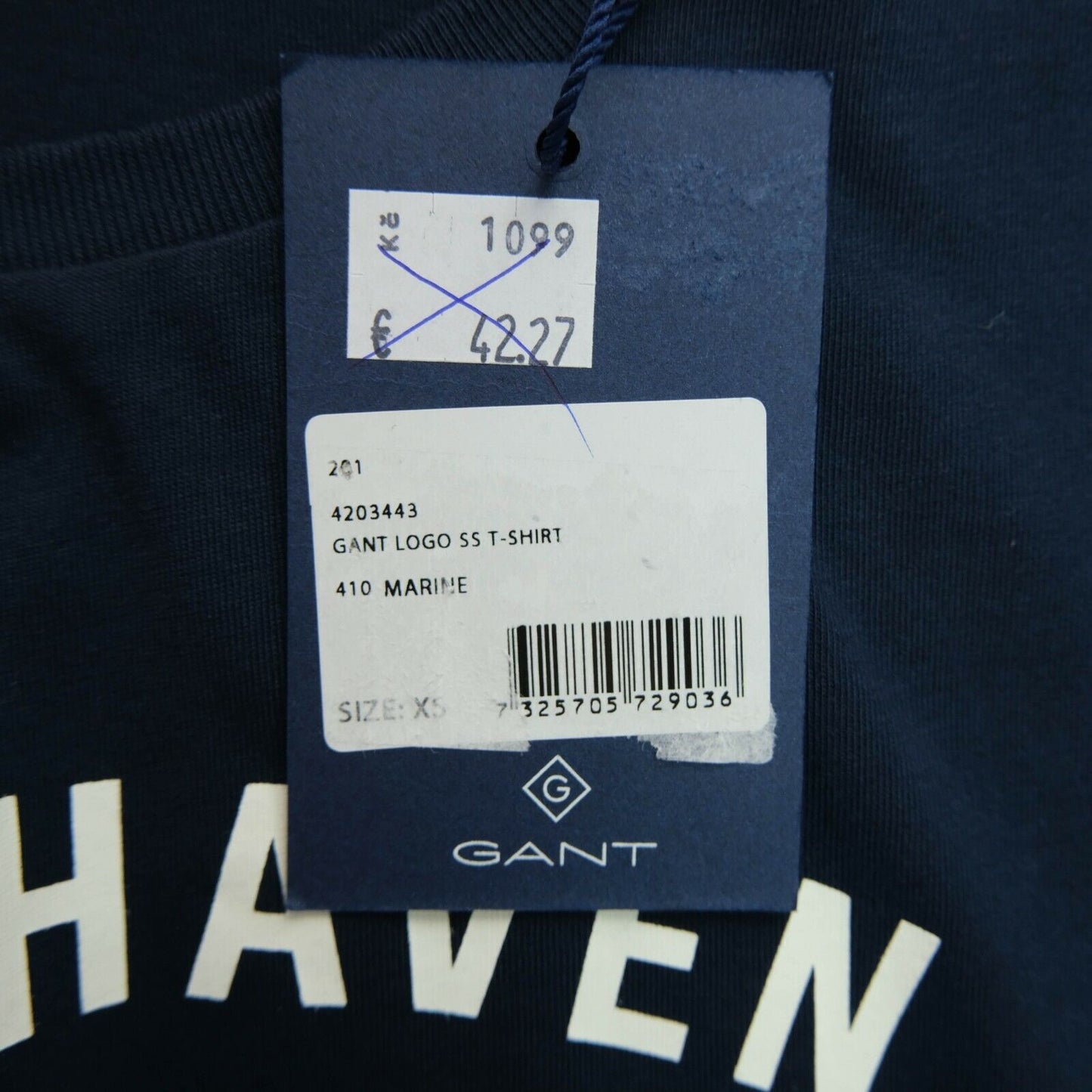 GANT Navy Blue Logo Crew Neck T Shirt Size XS