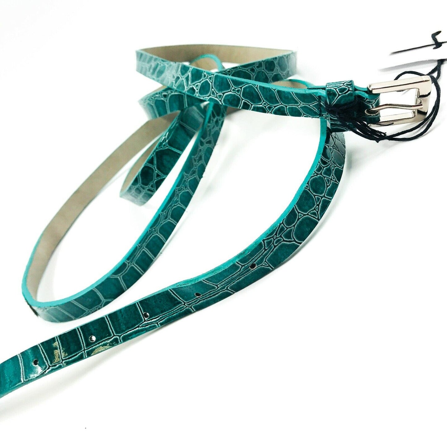 PERSONA Designer Turquoise Slim Wrap Around Leather Belt Size 31